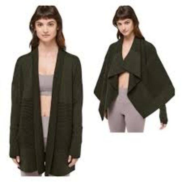 Lululemon Merino Wool Sit In Lotus Wrap II, Heathered Dark Olive, Size 4 - Picture 6 of 9